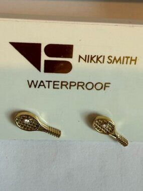 Nikki Smith Gold Tennis Racket Earrings